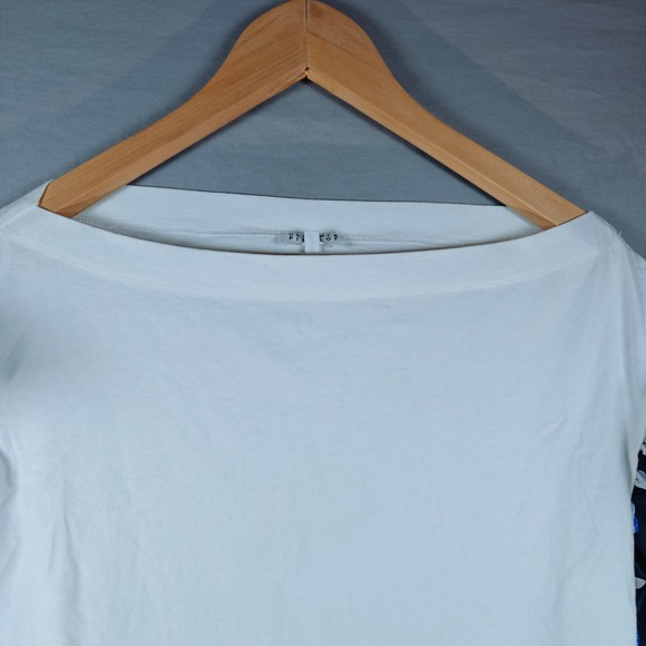 Claudie Pierlot White Boatneck Top Navy Heart Print Ruffle Cap Sleeve Size 1 - Picture 7 of 11